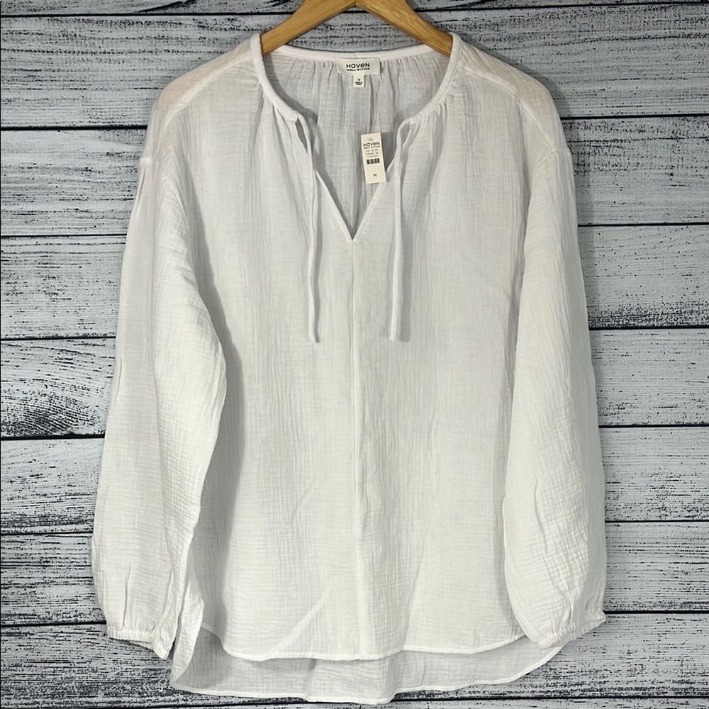 HAVEN WELL WITHIN-Women's White Top 100%Organically Grown Cotton